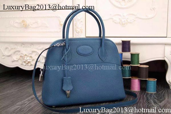 Hermes Bolide 37CM Calfskin Leather Tote Bag B1004 Blue Hermes Bolide 37CM Calfskin Leather Tote Bag B1004 Blue