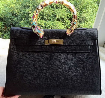 Hermes Kelly 32cm Shoulder Bag Black Calfskin Leather K32CL Gold Hermes Kelly 32cm Shoulder Bag Black Calfskin Leather K32CL Gold