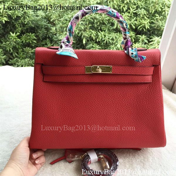 Hermes Kelly 32cm Shoulder Bag Red Calfskin Leather K32CL Gold Hermes Kelly 32cm Shoulder Bag Red Calfskin Leather K32CL Gold
