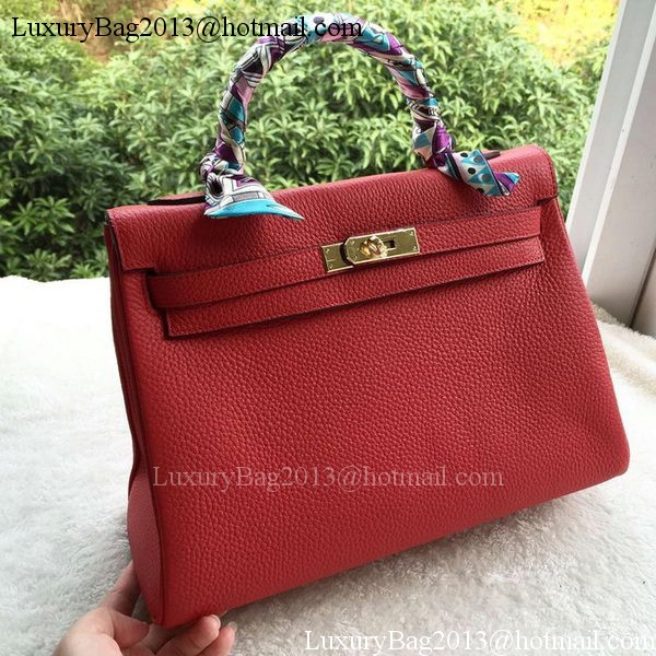 Hermes Kelly 32cm Shoulder Bag Red Calfskin Leather K32CL Gold Hermes Kelly 32cm Shoulder Bag Red Calfskin Leather K32CL Gold