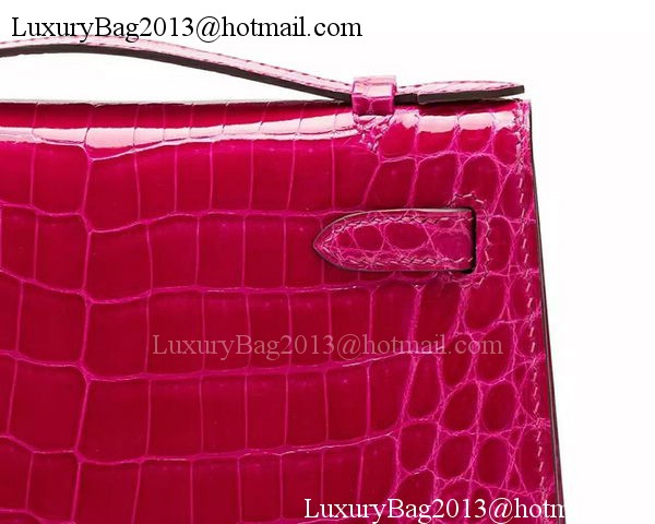 Hermes MINI Kelly 22cm Clutch Croco Leather KL22 Rose Hermes MINI Kelly 22cm Clutch Croco Leather KL22 Rose