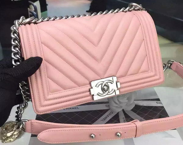 Boy Chanel Flap Bag Original Chevron Pink Nubuck Leather A5708 Silver Boy Chanel Flap Bag Original Chevron Pink Nubuck Leather A5708 Silver