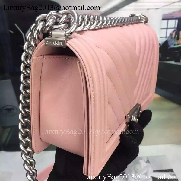 Boy Chanel Flap Bag Original Chevron Pink Nubuck Leather A5708 Silver Boy Chanel Flap Bag Original Chevron Pink Nubuck Leather A5708 Silver