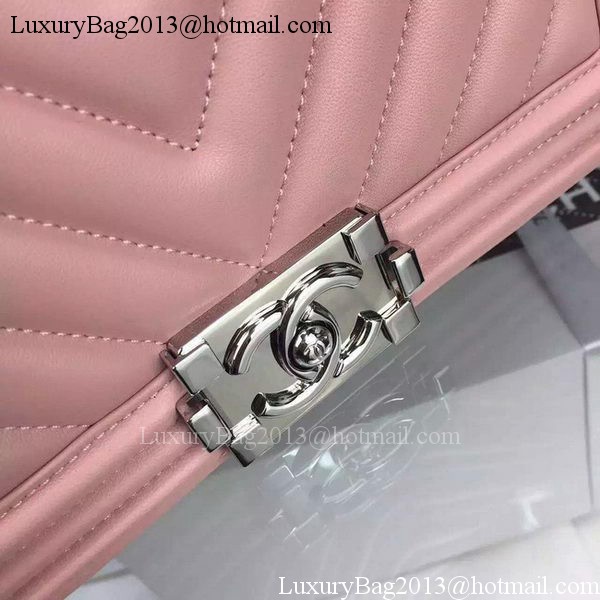 Boy Chanel Flap Bag Original Chevron Sheepskin Leather A5708 Pink Boy Chanel Flap Bag Original Chevron Sheepskin Leather A5708 Pink