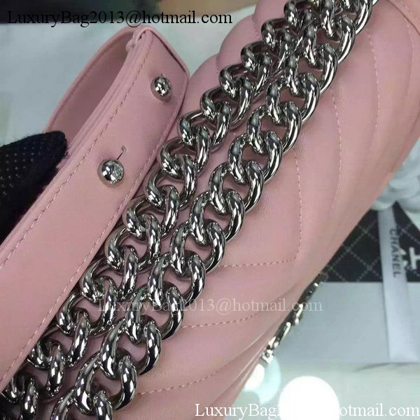 Boy Chanel Flap Bag Original Chevron Sheepskin Leather A5708 Pink Boy Chanel Flap Bag Original Chevron Sheepskin Leather A5708 Pink