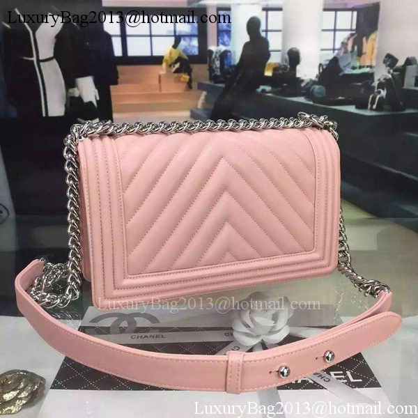 Boy Chanel Flap Bag Original Chevron Sheepskin Leather A5708 Pink Boy Chanel Flap Bag Original Chevron Sheepskin Leather A5708 Pink
