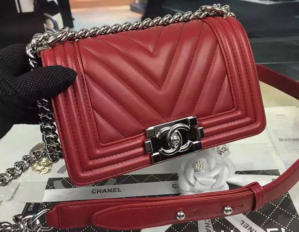 Boy Chanel mini Flap Bag Original Chevron Nubuck Leather A5707 Burgundy Boy Chanel mini Flap Bag Original Chevron Nubuck Leather A5707 Burgundy