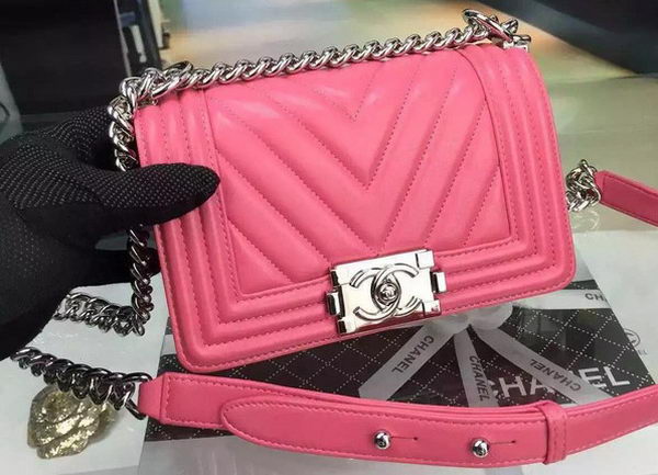 Boy Chanel mini Flap Bag Original Chevron Nubuck Leather A5707 Rose Boy Chanel mini Flap Bag Original Chevron Nubuck Leather A5707 Rose