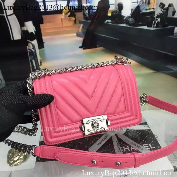 Boy Chanel mini Flap Bag Original Chevron Nubuck Leather A5707 Rose Boy Chanel mini Flap Bag Original Chevron Nubuck Leather A5707 Rose