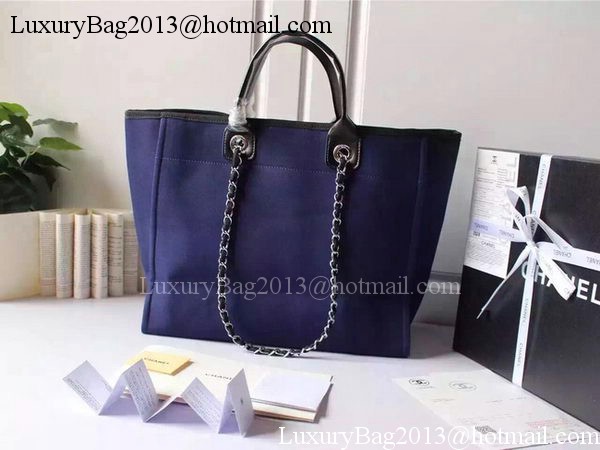 Chanel Large Canvas Tote Shopping Bag A5002 Blue Chanel Large Canvas Tote Shopping Bag A5002 Blue