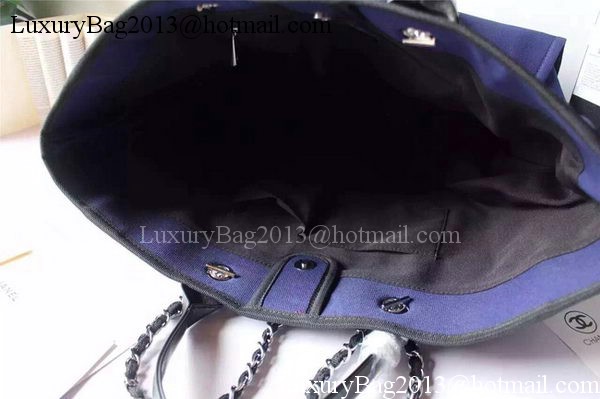 Chanel Large Canvas Tote Shopping Bag A5002 Blue Chanel Large Canvas Tote Shopping Bag A5002 Blue