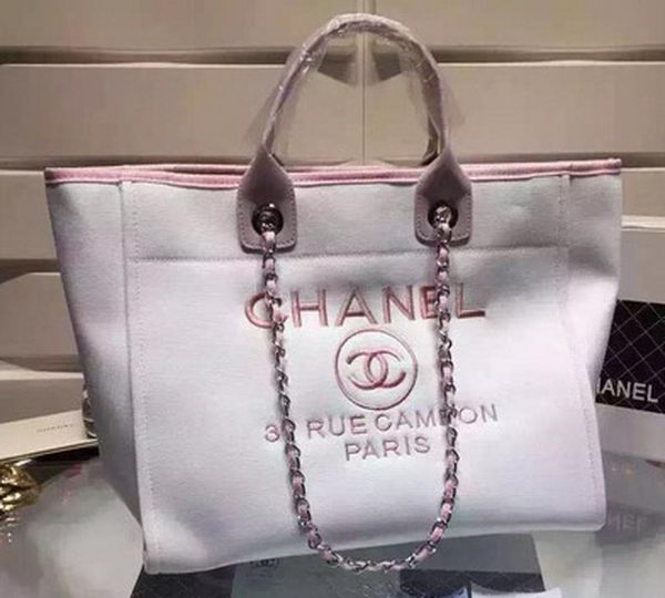 Chanel Large Canvas Tote Shopping Bag A5002 Light Pink Chanel Large Canvas Tote Shopping Bag A5002 Light Pink