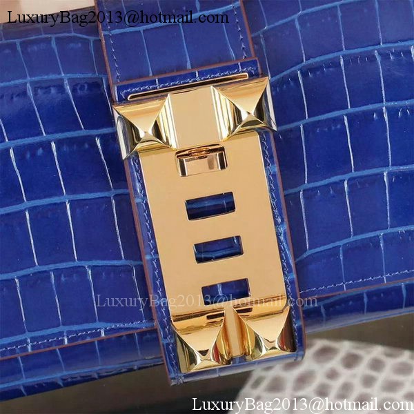 Hermes Croco Leather Clutch H88017 Blue Hermes Croco Leather Clutch H88017 Blue