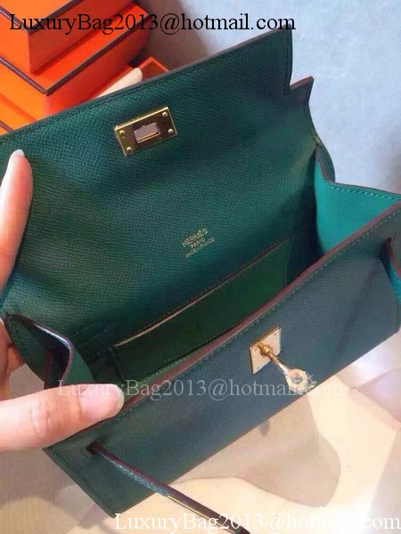 Hermes MINI Kelly 22cm Tote Bag Calfskin Leather K22 Dark Green