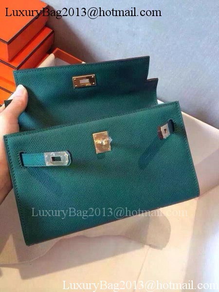 Hermes MINI Kelly 22cm Tote Bag Calfskin Leather K22 Dark Green