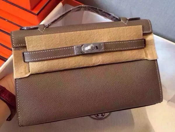 Hermes MINI Kelly 22cm Tote Bag Calfskin Leather K22 Grey Hermes MINI Kelly 22cm Tote Bag Calfskin Leather K22 Grey