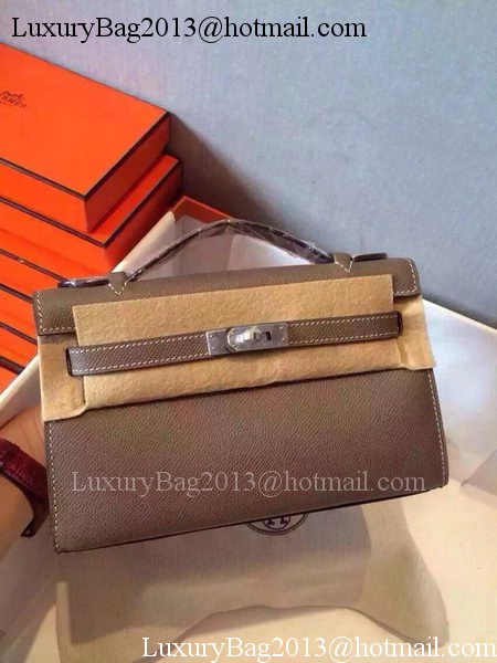 Hermes MINI Kelly 22cm Tote Bag Calfskin Leather K22 Grey Hermes MINI Kelly 22cm Tote Bag Calfskin Leather K22 Grey