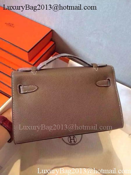 Hermes MINI Kelly 22cm Tote Bag Calfskin Leather K22 Grey Hermes MINI Kelly 22cm Tote Bag Calfskin Leather K22 Grey