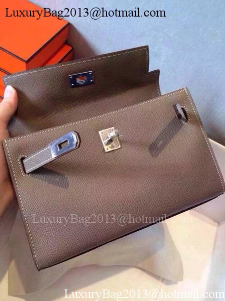 Hermes MINI Kelly 22cm Tote Bag Calfskin Leather K22 Grey Hermes MINI Kelly 22cm Tote Bag Calfskin Leather K22 Grey