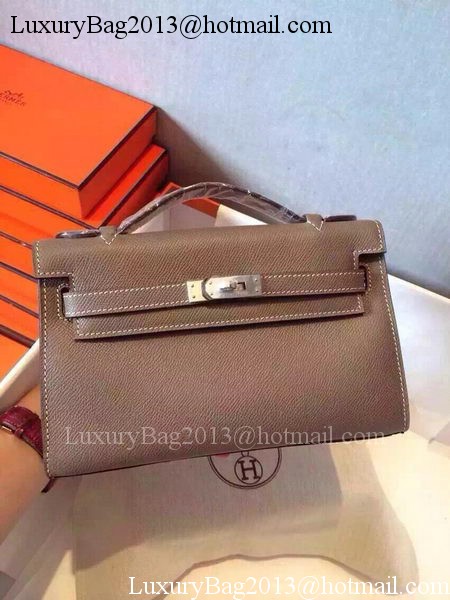 Hermes MINI Kelly 22cm Tote Bag Calfskin Leather K22 Grey Hermes MINI Kelly 22cm Tote Bag Calfskin Leather K22 Grey