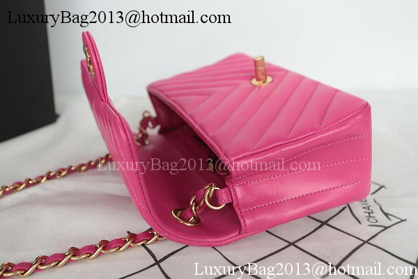 Chanel Classic MINI Flap Bag Chevron Sheepskin Leather A1119 Rose Chanel Classic MINI Flap Bag Chevron Sheepskin Leather A1119 Rose