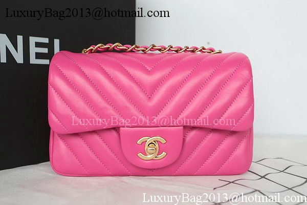 Chanel Classic MINI Flap Bag Chevron Sheepskin Leather A1119 Rose Chanel Classic MINI Flap Bag Chevron Sheepskin Leather A1119 Rose