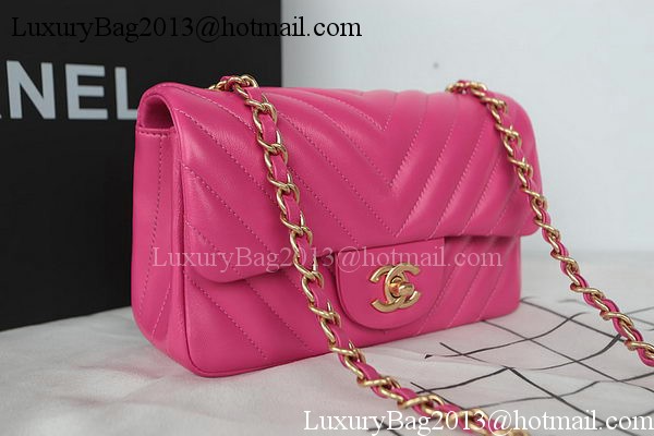 Chanel Classic MINI Flap Bag Chevron Sheepskin Leather A1119 Rose Chanel Classic MINI Flap Bag Chevron Sheepskin Leather A1119 Rose