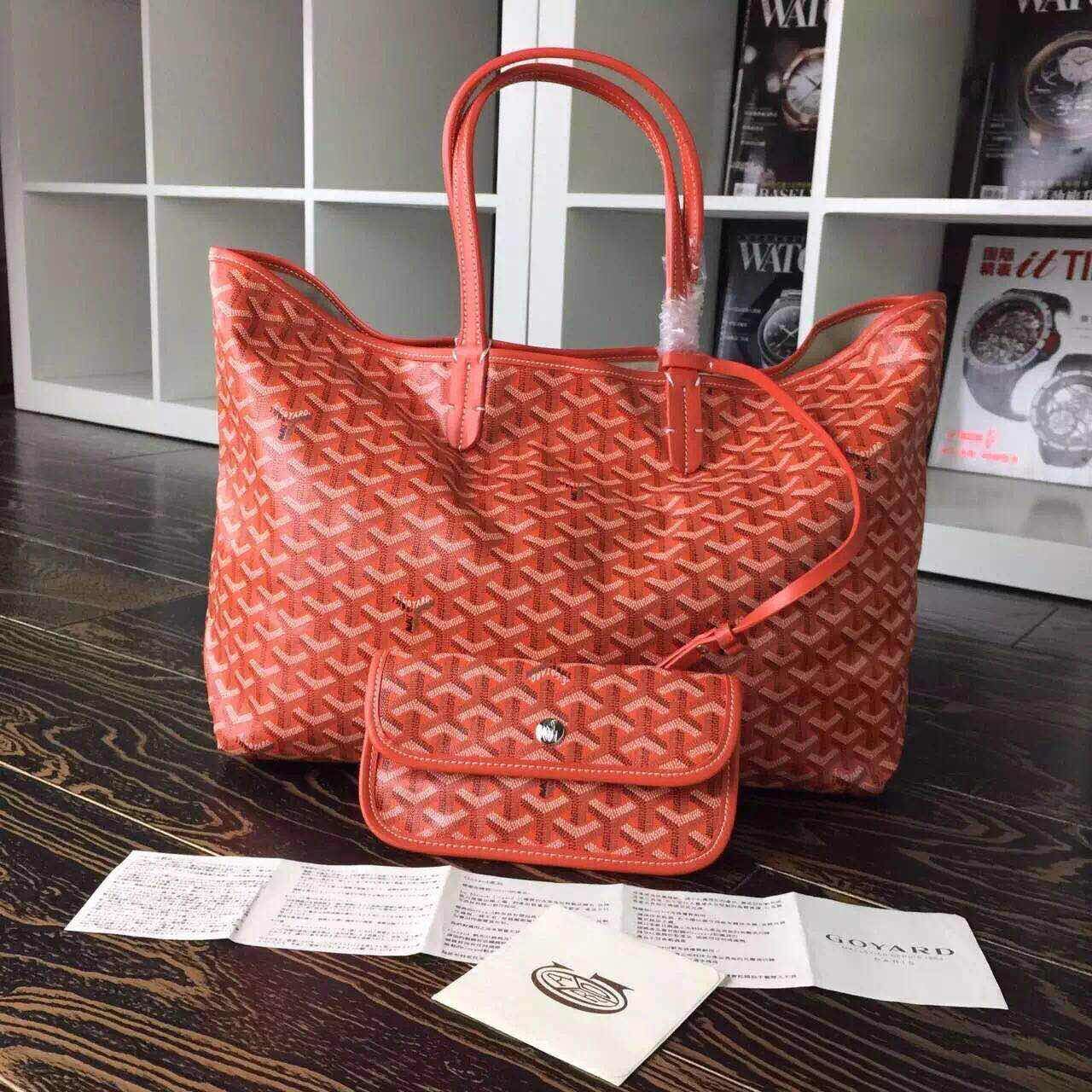 GOYARD Calfskin Leather Top Handle 7901 Orange GOYARD Calfskin Leather Top Handle 7901 Orange