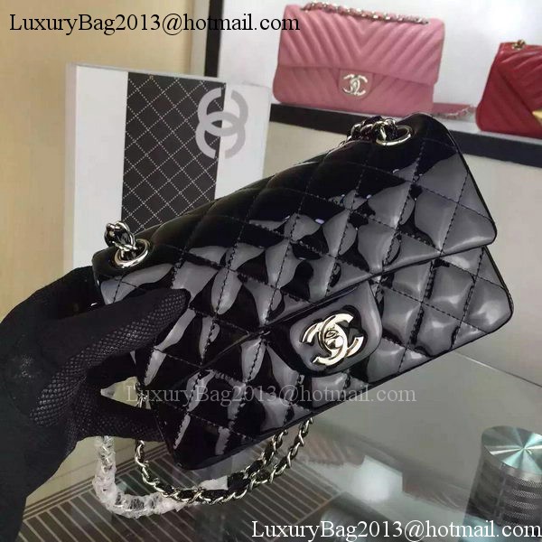 Chanel 2.55 Series Double Flap Bag Black Original Patent Leather CF7024 Silver Chanel 2.55 Series Double Flap Bag Black Original Patent Leather CF7024 Silver