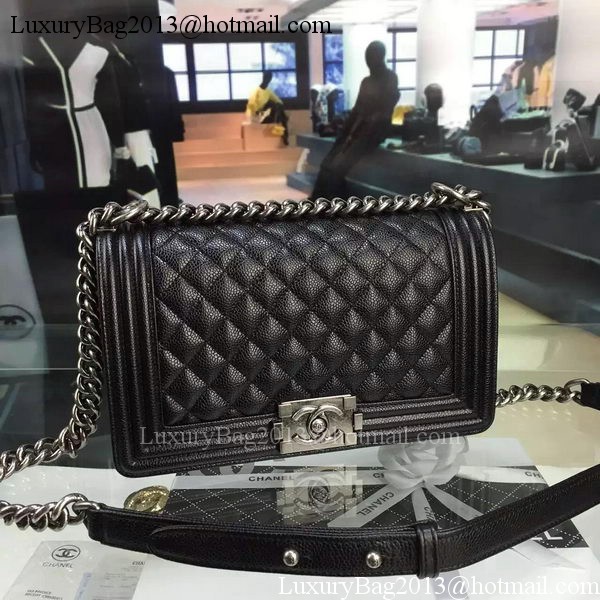 Chanel Boy Flap Shoulder Bag Black Original Calfskin Leather A8708 Silver Chanel Boy Flap Shoulder Bag Black Original Calfskin Leather A8708 Silver