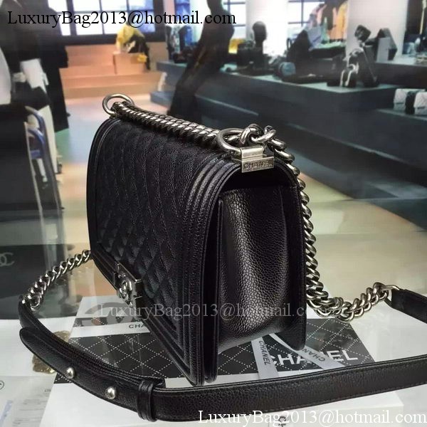 Chanel Boy Flap Shoulder Bag Black Original Calfskin Leather A8708 Silver Chanel Boy Flap Shoulder Bag Black Original Calfskin Leather A8708 Silver