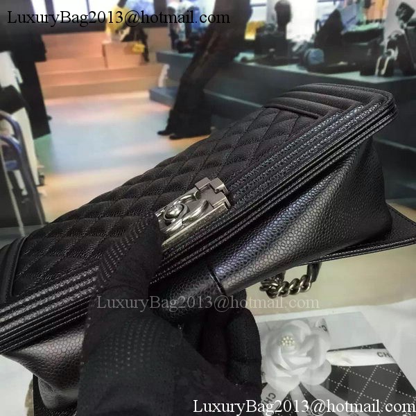 Chanel Boy Flap Shoulder Bag Black Original Calfskin Leather A8708 Silver Chanel Boy Flap Shoulder Bag Black Original Calfskin Leather A8708 Silver