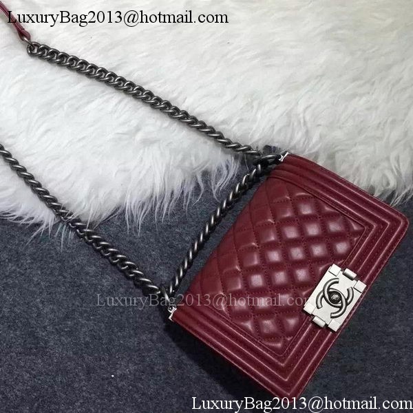 Chanel Boy Flap Shoulder Bag Burgundy Original Sheepskin Leather A67085 Silver