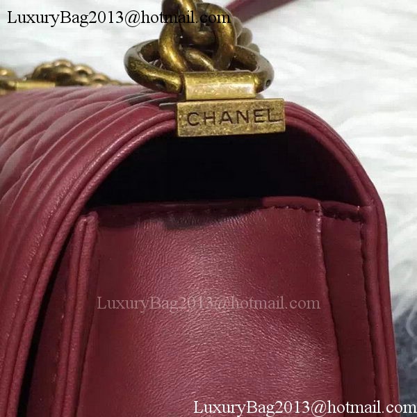 Chanel Boy Flap Shoulder Bag Burgundy Original Sheepskin Leather A67086 Bronze Chanel Boy Flap Shoulder Bag Burgundy Original Sheepskin Leather A67086 Bronze