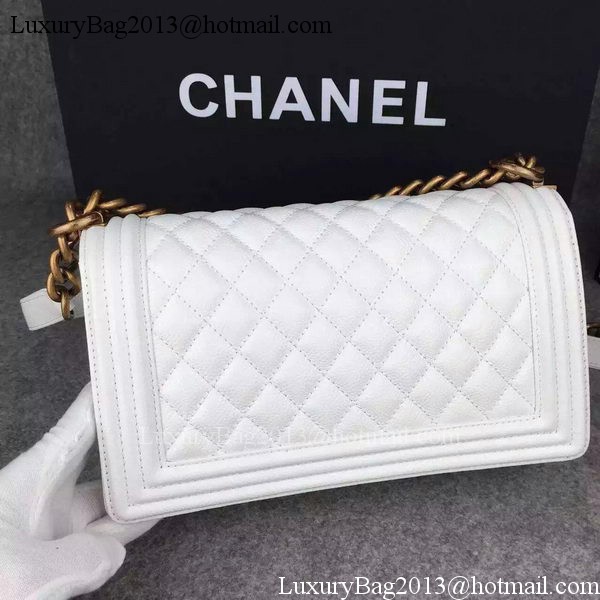 Chanel Boy Flap Shoulder Bag White Original Calfskin Leather A8708 Bronze Chanel Boy Flap Shoulder Bag White Original Calfskin Leather A8708 Bronze