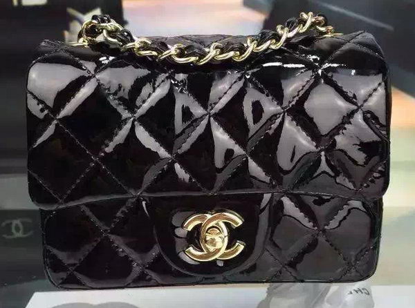 Chanel Classic mini Flap Bag Black Original Patent Leather CF7171 Gold Chanel Classic mini Flap Bag Black Original Patent Leather CF7171 Gold