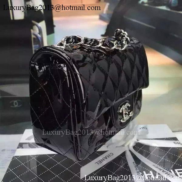 Chanel Classic mini Flap Bag Black Original Patent Leather CF7171 Silver Chanel Classic mini Flap Bag Black Original Patent Leather CF7171 Silver