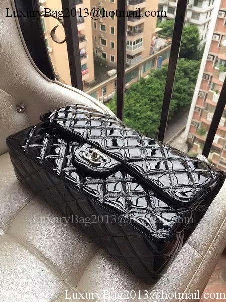 Chanel Classic Flap Bag Black Original Patent Leather A1113 Silver Chanel Classic Flap Bag Black Original Patent Leather A1113 Silver