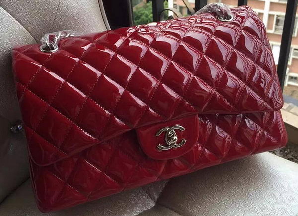 Chanel Classic Flap Bag Burgundy Original Patent Leather A1113 Silver Chanel Classic Flap Bag Burgundy Original Patent Leather A1113 Silver