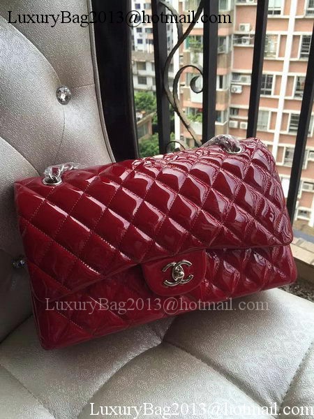 Chanel Classic Flap Bag Burgundy Original Patent Leather A1113 Silver Chanel Classic Flap Bag Burgundy Original Patent Leather A1113 Silver