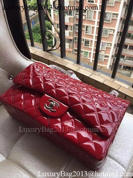 Chanel Classic Flap Bag Burgundy Original Patent Leather A1113 Silver Chanel Classic Flap Bag Burgundy Original Patent Leather A1113 Silver