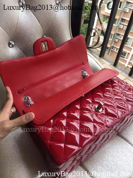 Chanel Classic Flap Bag Burgundy Original Patent Leather A1113 Silver Chanel Classic Flap Bag Burgundy Original Patent Leather A1113 Silver