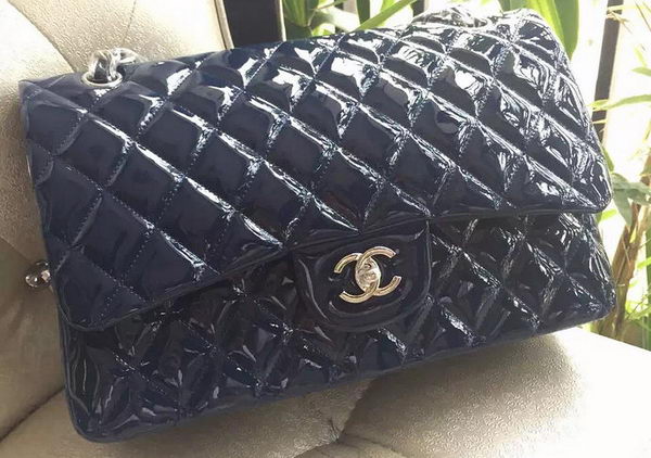 Chanel Classic Flap Bag Royal Original Patent Leather A1113 Silver Chanel Classic Flap Bag Royal Original Patent Leather A1113 Silver