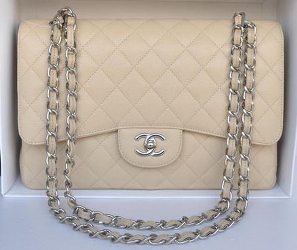 Chanel Jumbo Double Flaps Bag Apricot Cannage Pattern A36097 Silver Chanel Jumbo Double Flaps Bag Apricot Cannage Pattern A36097 Silver
