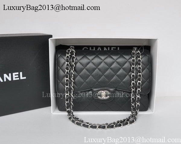Chanel Jumbo Double Flaps Bag Black Cannage Pattern A36097 Silver Chanel Jumbo Double Flaps Bag Black Cannage Pattern A36097 Silver
