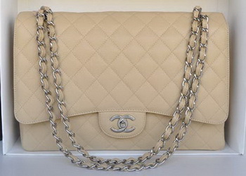 Chanel Maxi Classic Bag A36098 Apricot Cannage Pattern Silver Chanel Maxi Classic Bag A36098 Apricot Cannage Pattern Silver