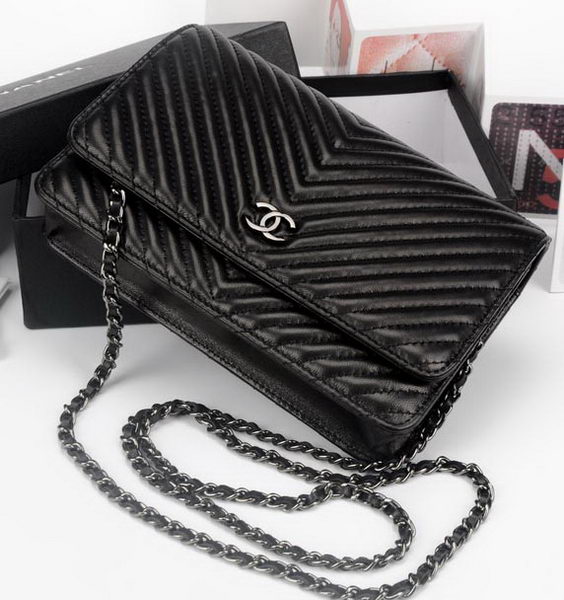 Chanel V mini Flap Bag Chevron Leather A33814V Black Chanel V mini Flap Bag Chevron Leather A33814V Black