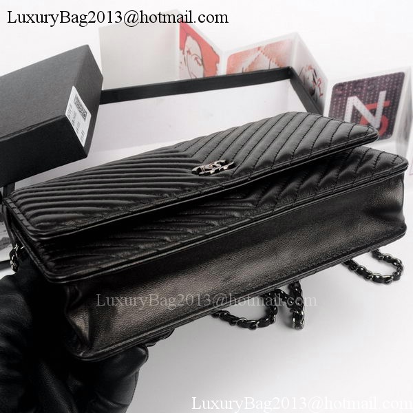 Chanel V mini Flap Bag Chevron Leather A33814V Black Chanel V mini Flap Bag Chevron Leather A33814V Black