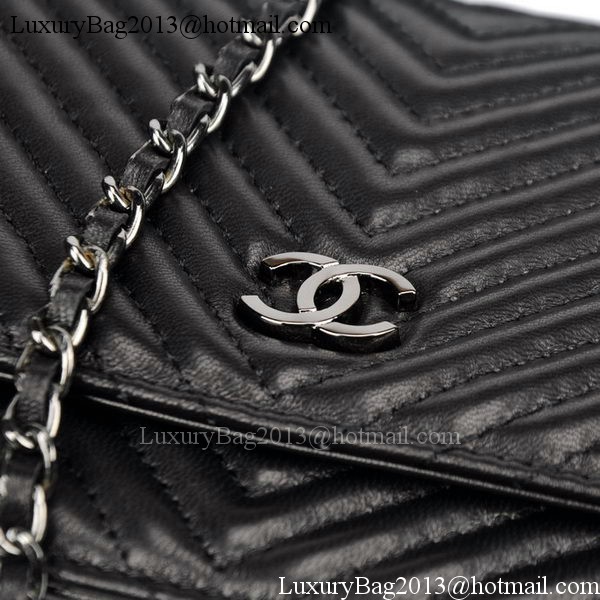 Chanel V mini Flap Bag Chevron Leather A33814V Black Chanel V mini Flap Bag Chevron Leather A33814V Black