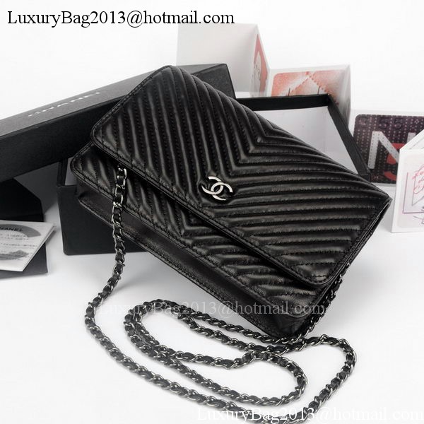 Chanel V mini Flap Bag Chevron Leather A33814V Black Chanel V mini Flap Bag Chevron Leather A33814V Black